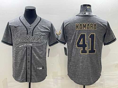 Men%27s New Orleans Saints #41 Alvin Kamara Gray With Patch Cool Base Stitched Baseball Jersey->new york giants->NFL Jersey